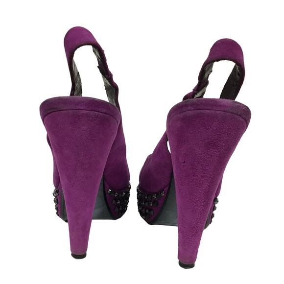 Sam Edelman Yesenia Studded Peep Toe Pump Heels Dark Pink Fuschia sz 6.5 6 1/2 - Picture 2 of 10